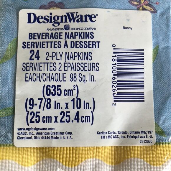 Vintage DesignWare Bunny Beverage Napkins 4 packs of 24 NWT Easter - Picture 4 of 4